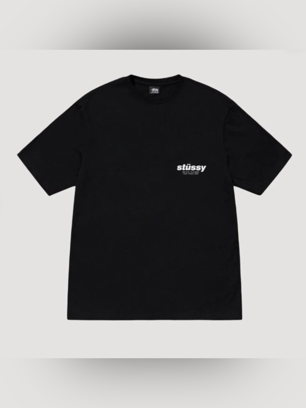 Stussy Black Short Sleeve Tee with White Chest Logo